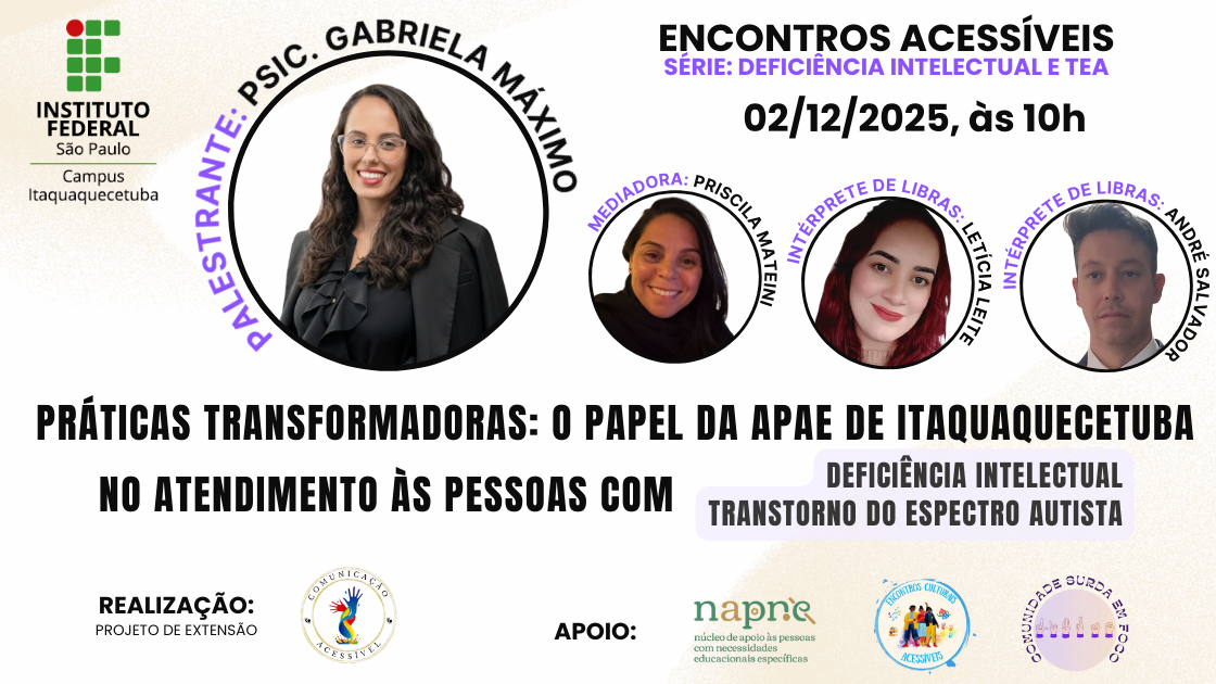 Foto de Webnar "Práticas transformadoras: o papel da APAE de Itaquaquecetuba no atendimento às pessoas com deficiência intelectual e com transtorno do espectro autista"