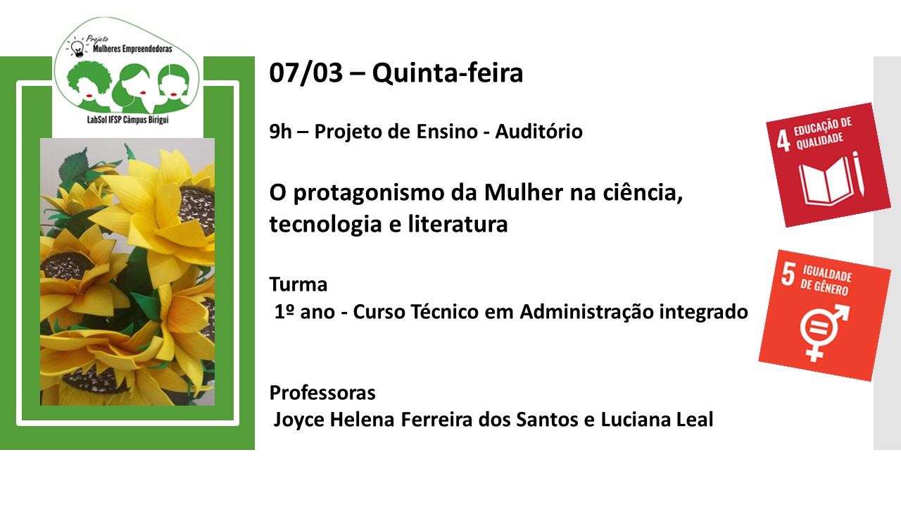 Foto de LabSol - Semana da Mulher 2024 - O protagonismo da Mulher na ciência, tecnologia e literatura