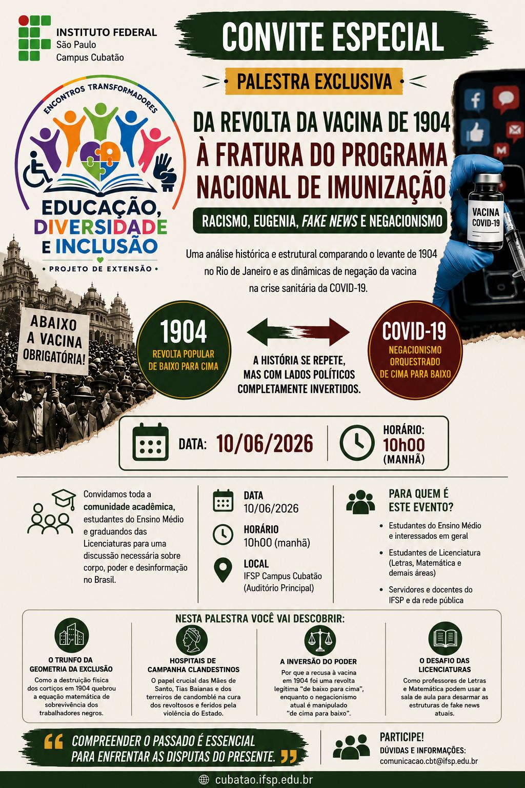 Foto de Da Revolta da Vacina de 1904 à Fratura do Programa Nacional de Imunização: Racismo, Eugenia, Fake News e Negacionismo.