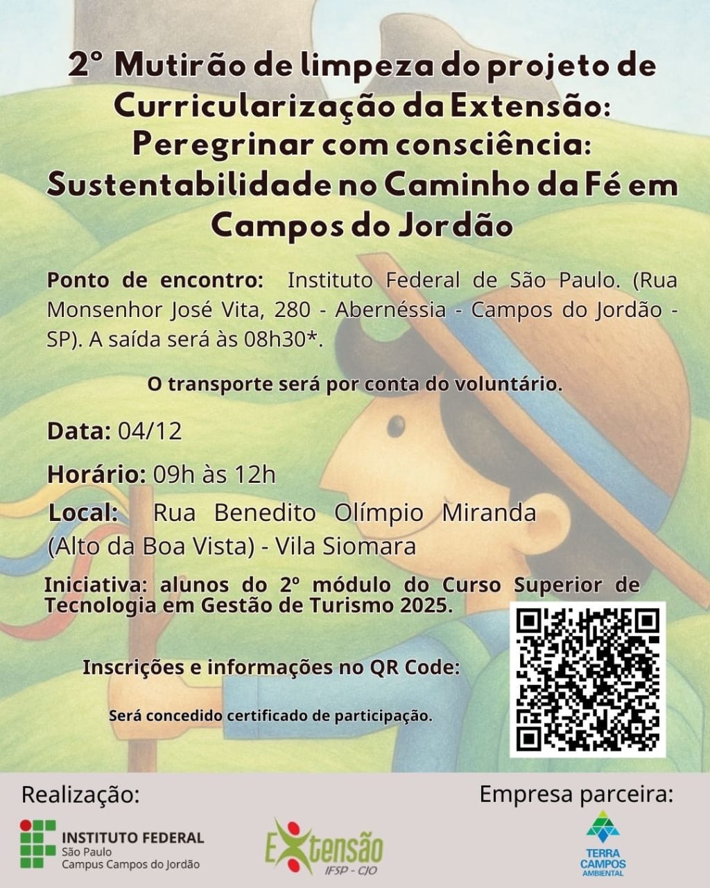 Foto de 2º Mutirão de Limpeza do projeto de Curricularização da Extensão: "Peregrinar com consciência: Sustentabilidade no Caminho da Fé em Campos do Jordão"