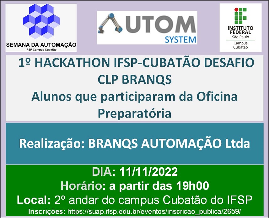 Foto de 1º HACKATHON IFSP-CUBATÃO DESAFIO CLP BRANQS