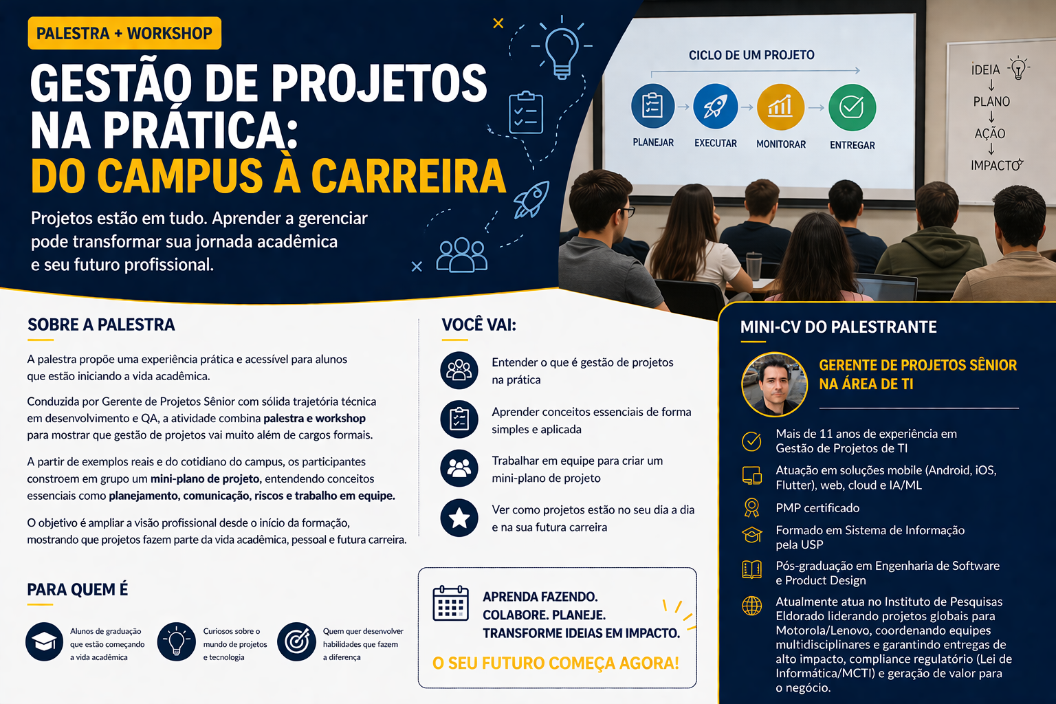 Foto de Gestão de Projetos na Prática: Do Campus à Carreira