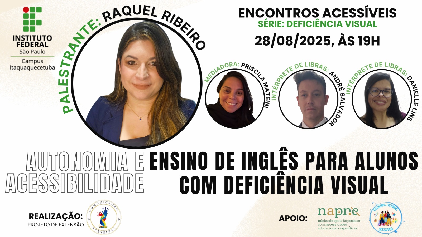 Foto de WEBINAR: "AUTONOMIA E ACESSIBILIDADE: ENSINO DE INGLÊS PARA ALUNOS COM DEFICIÊNCIA VISUAL"