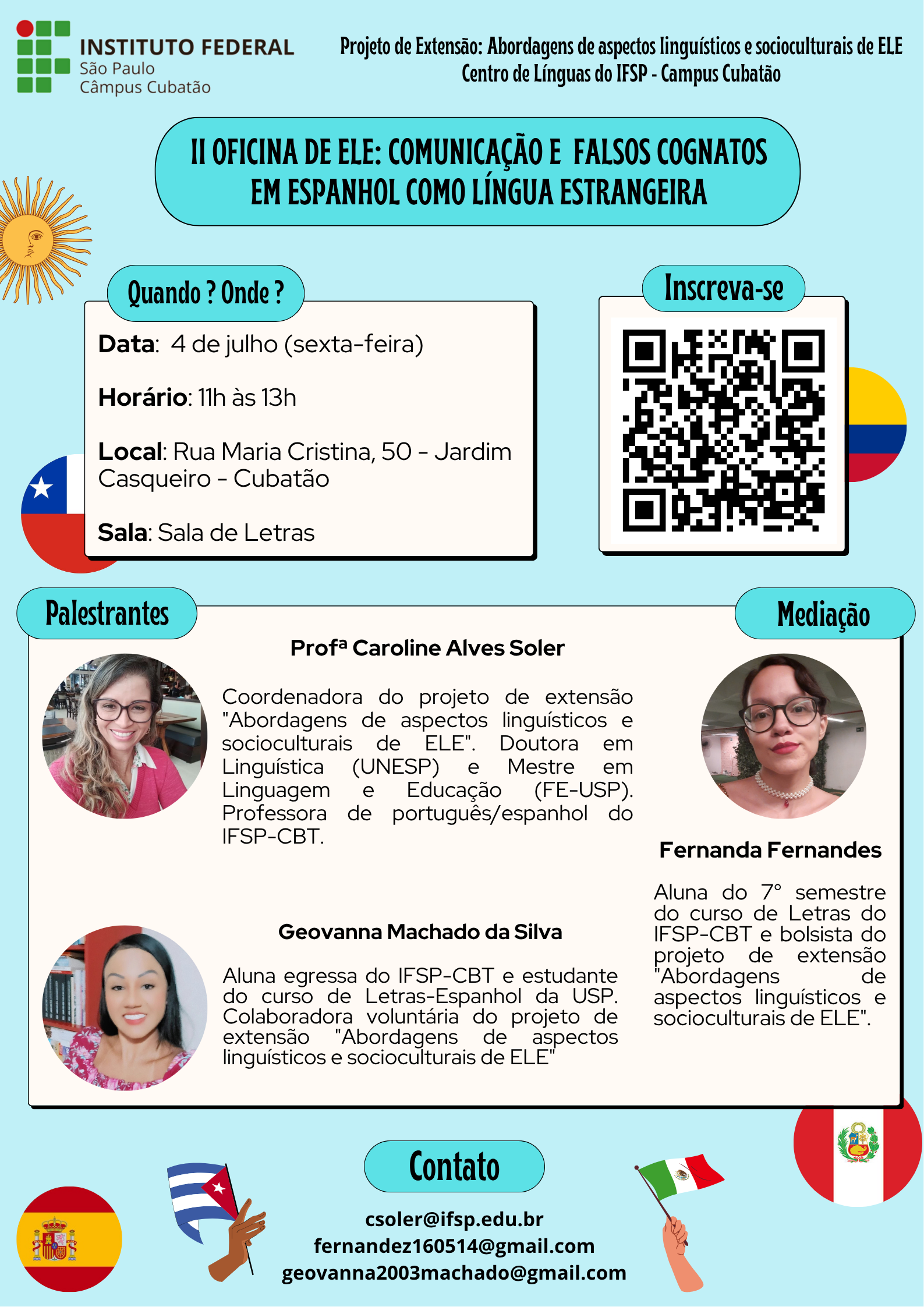 Foto de II Oficina de ELE: Comunicação e Falsos Cognatos em Espanhol como Língua Estrangeira
