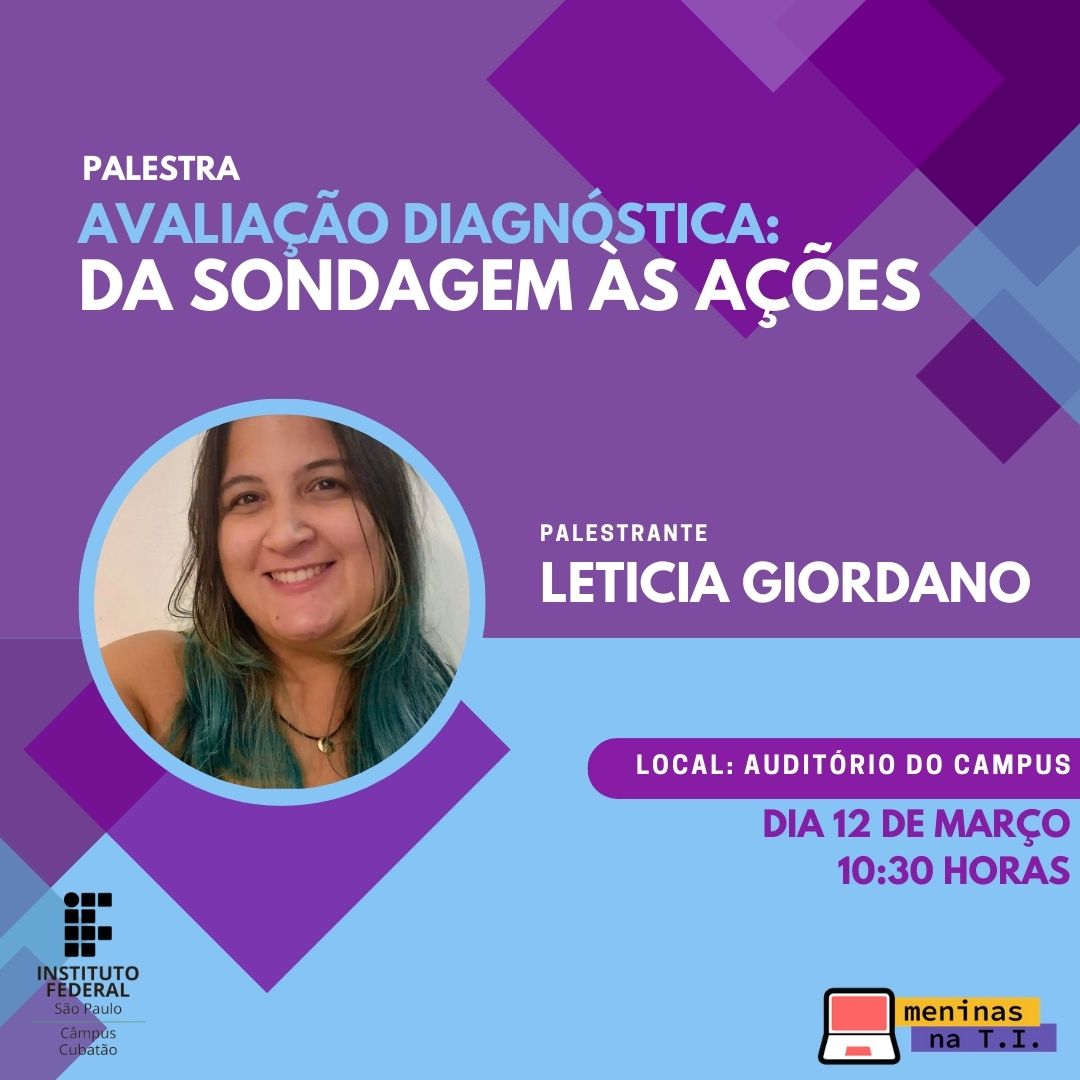 Foto de Palestra: AVALIAÇÃO DIAGNÓSTICA - DA SONDAGEM ÀS AÇÕES