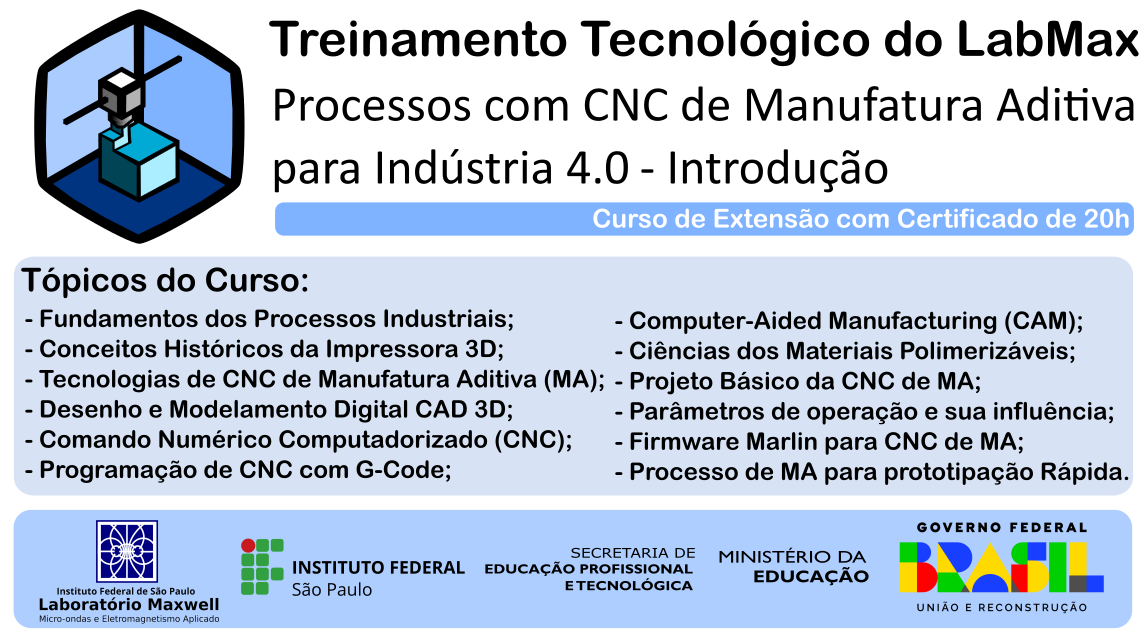 Foto de Treinamento Tecnológico do LabMax - Processos com CNC de Manufatura Aditiva para Indústria 4.0 - Introdução