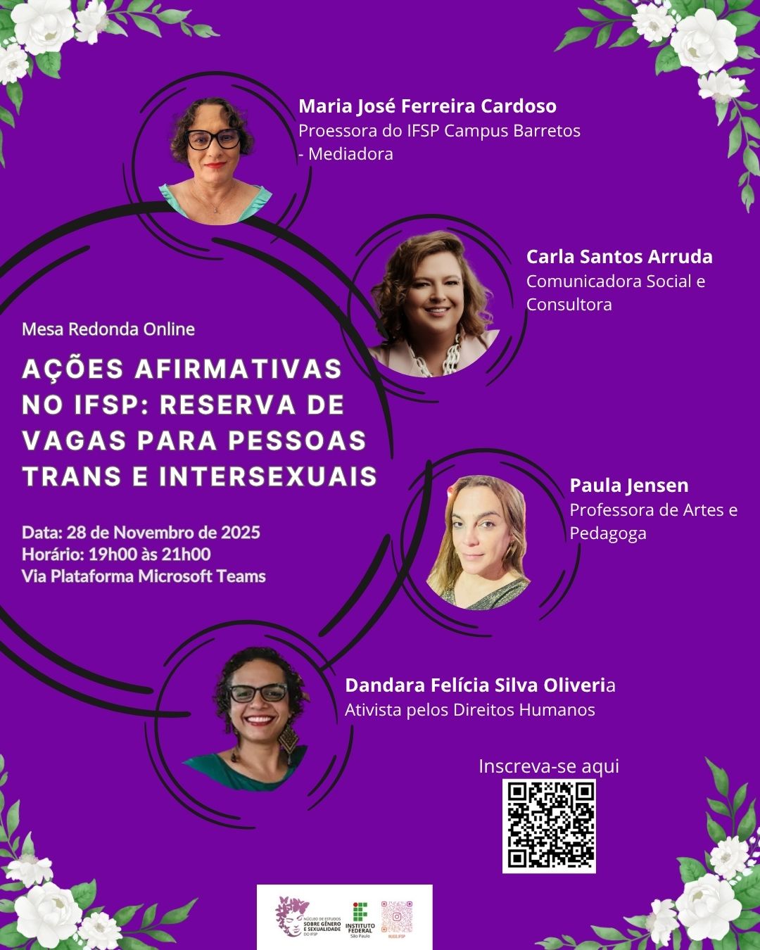Foto de Mesa Redonda Online: "Ações Afirmativas no IFSP: Reserva de Vagas Para Pessoas Trans e Intersexuais"