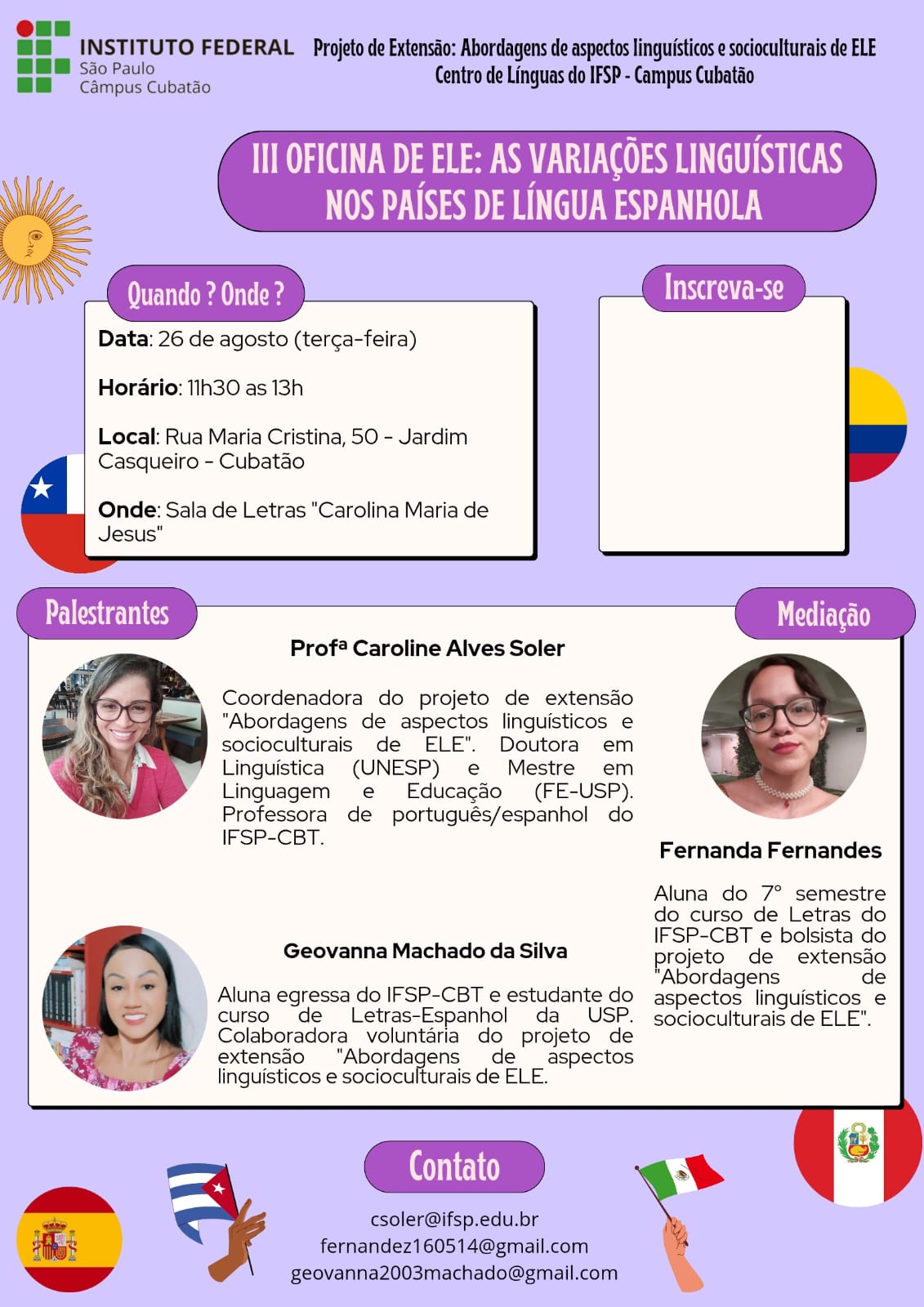 Foto de III Oficina de ELE: variações linguísticas nos países hispanofalantes