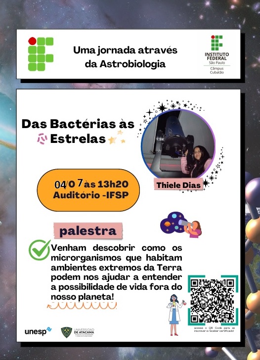 Foto de Palestra: Das Bactérias às Estrelas.