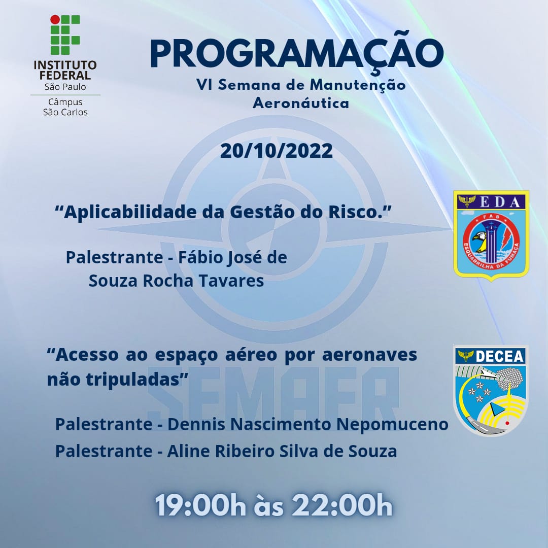 Foto de VI SEMAER'22 - PROGRAMAÇÃO - DIA 20/OUT/2022