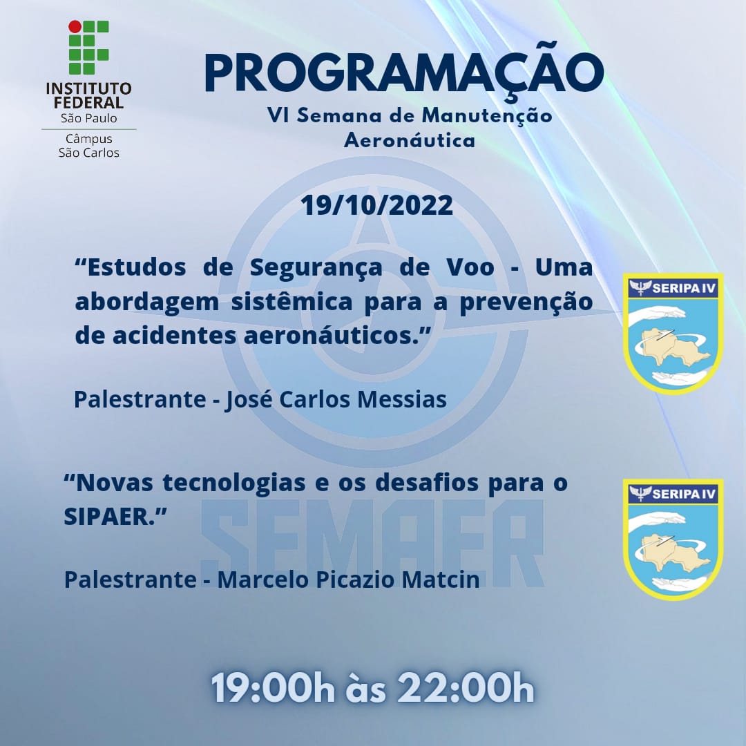 Foto de VI SEMAER'22 - PROGRAMAÇÃO - DIA 19/OUT/22