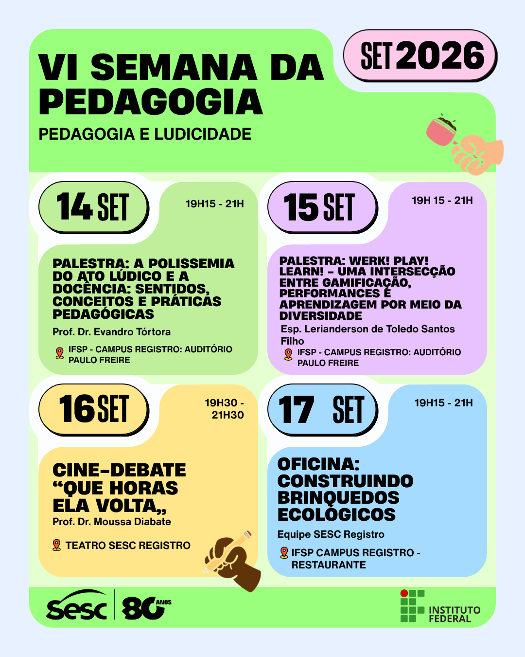 Foto de VI Semana da Pedagogia: Pedagogia e Ludicidade - Palestra A polissemia do ato lúdico e a docência: sentidos, conceitos e práticas pedagógicas