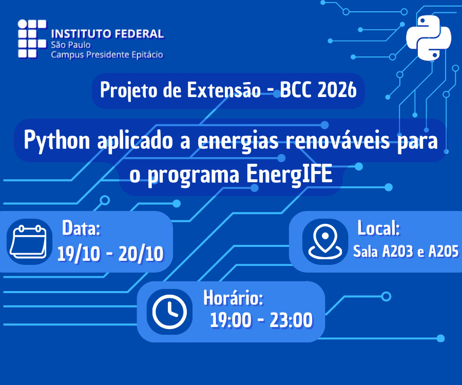 Foto de Python aplicado às Energias Renováveis: Análise de Dados Solares e Eólicos no âmbito do Programa EnergIFE