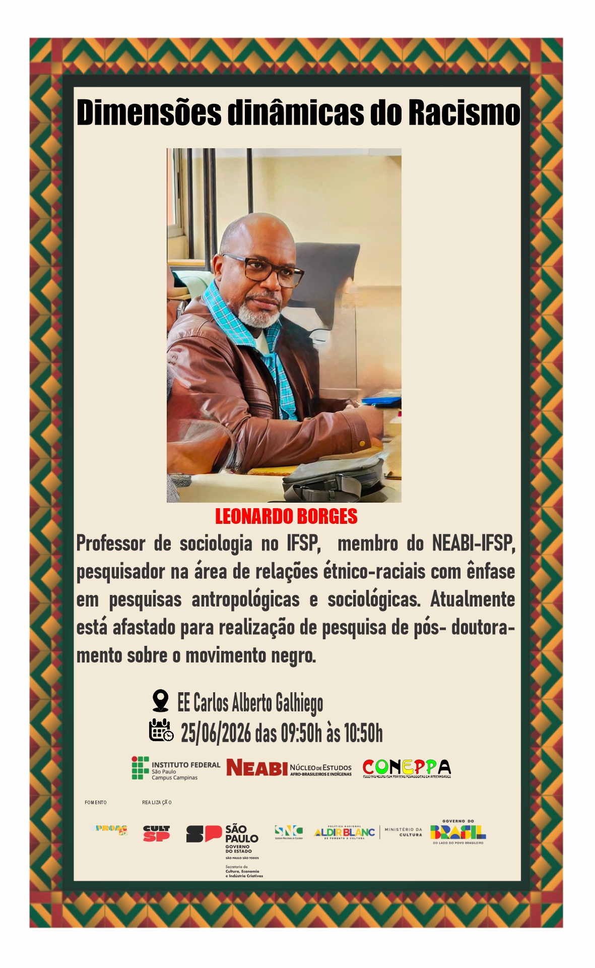 Foto de Palestra: Dimensões dinâmicas do racismo