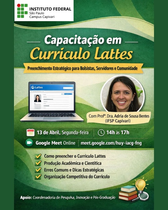 Foto de Currículo Lattes na Prática: Capacitação para Bolsistas, Servidores e Comunidade em Geral